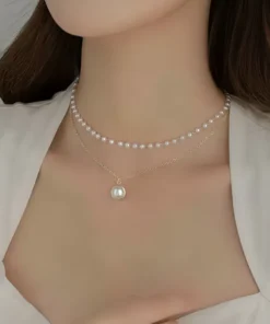 Glamaya Charming Cute Pearl Double Layer Chain Necklace 5 GLAM-NE-PE-10-026536-23-5