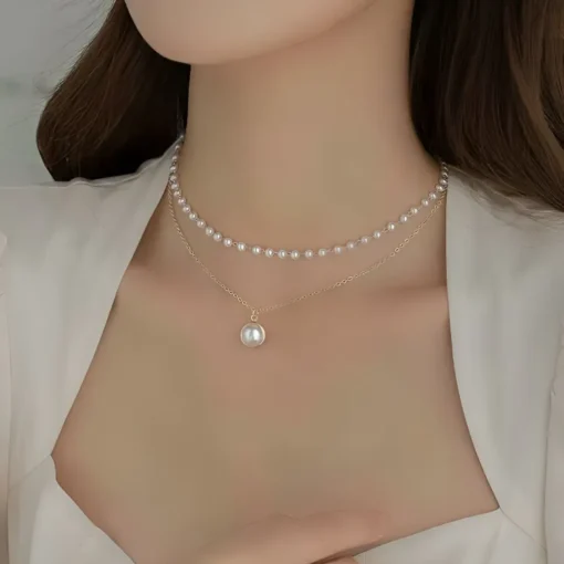 Glamaya Charming Cute Pearl Double Layer Chain Necklace 5 GLAM-NE-PE-10-026536-23-5 Glamaya Charming Cute Pearl Double Layer Chain Necklace 5 GLAM-NE-PE-10-026536-23-5