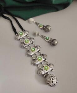 Glamaya Saarthi Oxidised Tie Ball Necklace Earring Set 2 GLAM-CN-OX-50-014645-101-3