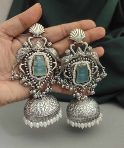 Silver 925 Plated Jhumka Earrings