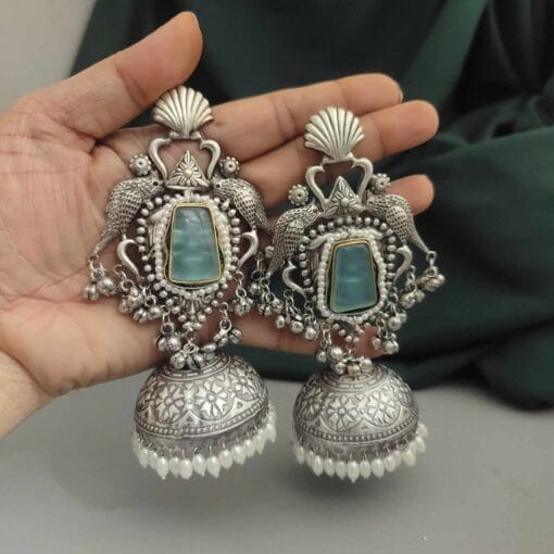 Silver 925 Plated Jhumka Earrings