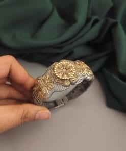 ZAHRA Silver Replica Two Tone Openable Bangle