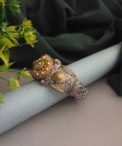SHABIHA Silver Replica Two Tone Openable Bangle