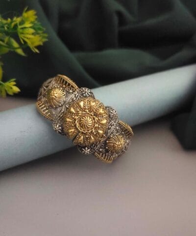 SHABIHA Silver Replica Two Tone Openable Bangle