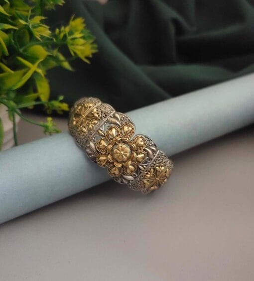 FARAH Silver Replica Two tone Openable Bangle