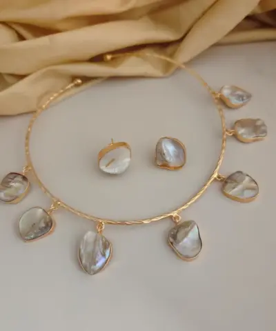 IRA Gold Replica Uncut Pearl Hasli Set