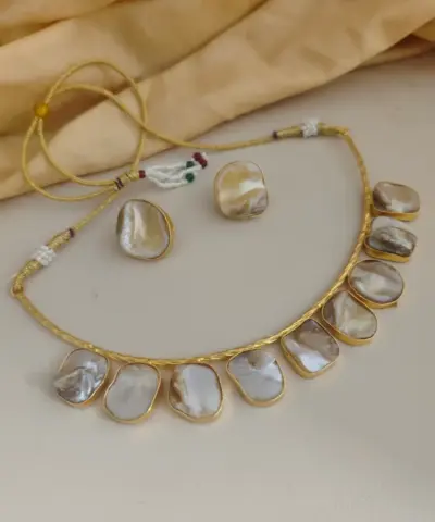 LEHER Gold Replica Uncut Pearl Hasli Set