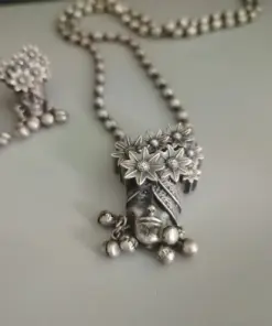 VAIDEHI Silver Replica Brass Necklace Set