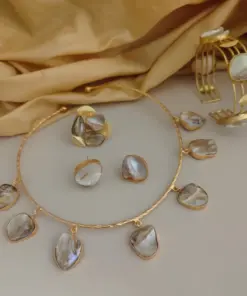 GAURI Gold Replica Uncut Pearl Jewellery Combo Set