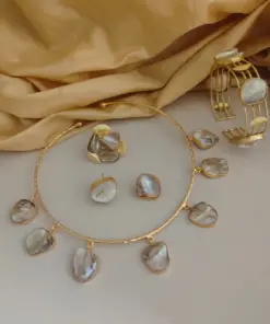 GAURI Gold Replica Uncut Pearl Jewellery Combo Set
