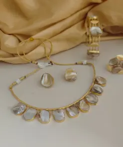 VAANI Gold Replica Uncut Pearl Jewellery Combo Set