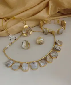 VAANI Gold Replica Uncut Pearl Jewellery Combo Set