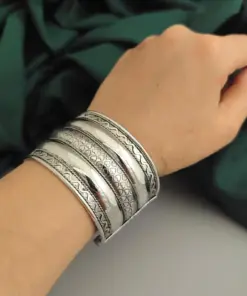 SAANVI Oxidised Adjustable HandCuff Bangle