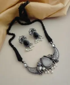 LIORA Silver Replica Necklace Earrings Set