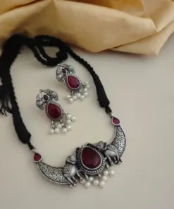 LIORA Silver Replica Necklace Earrings Set