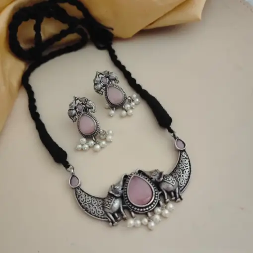 LIORA Silver Replica Necklace Earrings Set LIORA Silver Replica Necklace Earrings Set