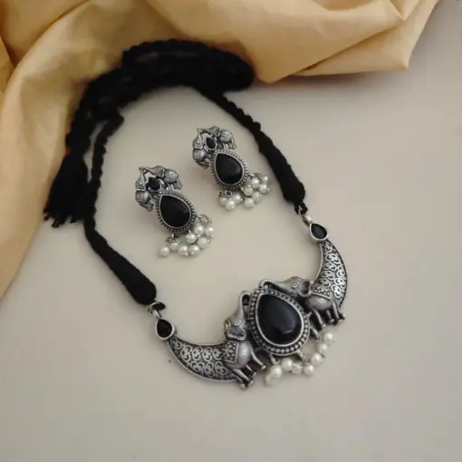 LIORA Silver Replica Necklace Earrings Set LIORA Silver Replica Necklace Earrings Set