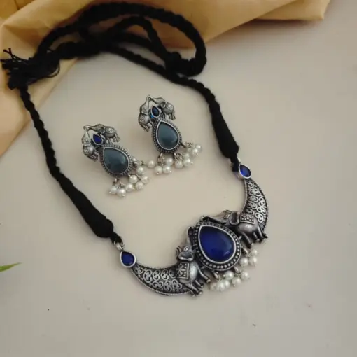 LIORA Silver Replica Necklace Earrings Set LIORA Silver Replica Necklace Earrings Set