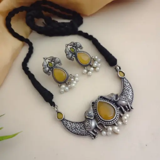 LIORA Silver Replica Necklace Earrings Set LIORA Silver Replica Necklace Earrings Set