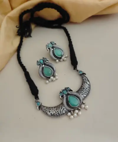 LIORA Silver Replica Necklace Earrings Set