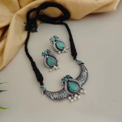 LIORA Silver Replica Necklace Earrings Set LIORA Silver Replica Necklace Earrings Set