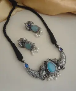 LIORA Silver Replica Necklace Earrings Set
