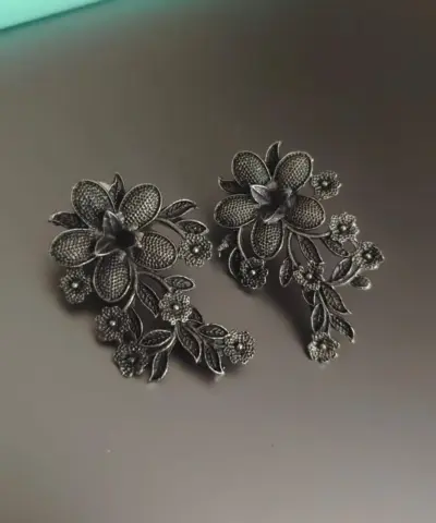 TWINKLE Silver Replica Brass Flower Stud Earrings
