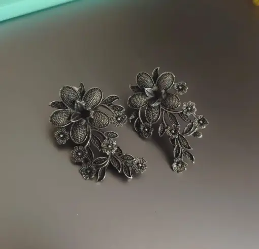 TWINKLE Silver Replica Brass Flower Stud Earrings