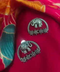 HASTINI Elephant Silver Replica Stud Earrings