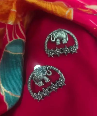 HASTINI Elephant Silver Replica Stud Earrings