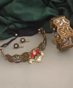 MAJESTA Oxidised Choker Necklace Set