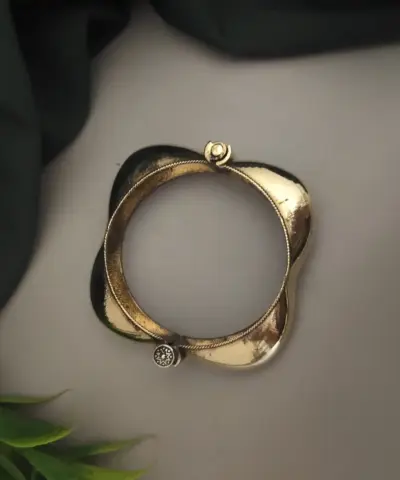 MYRA Gold Plated Oxidized Bangle