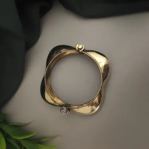 MYRA Gold Plated Oxidized Bangle