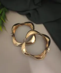 MEHER Gold Plated Oxidized Bangle (Pair)
