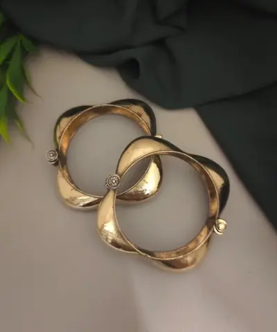MEHER Gold Plated Oxidized Bangle (Pair)