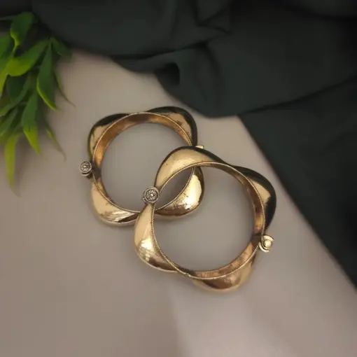 MEHER Gold Plated Oxidized Bangle (Pair)