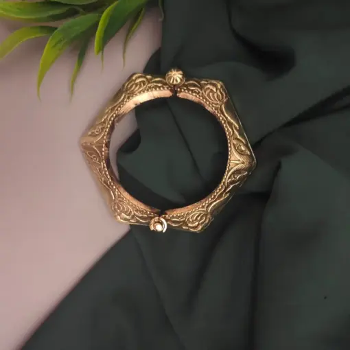 VANYA Gold Plated Oxidized Bangle