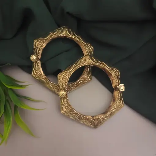 TISHA Gold Plated Oxidized Bangle