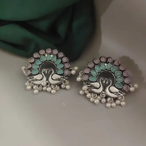 RUSA Peacock Oxidised Stud Earrings RUSA Peacock Oxidised Stud Earrings
