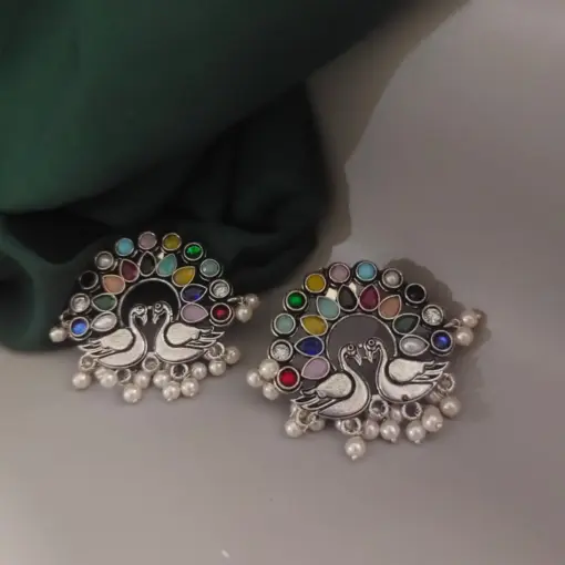 RUSA Peacock Oxidised Stud Earrings RUSA Peacock Oxidised Stud Earrings