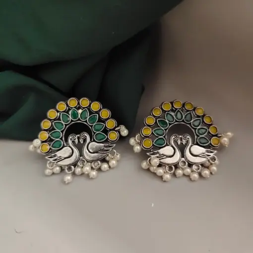 RUSA Peacock Oxidised Stud Earrings RUSA Peacock Oxidised Stud Earrings