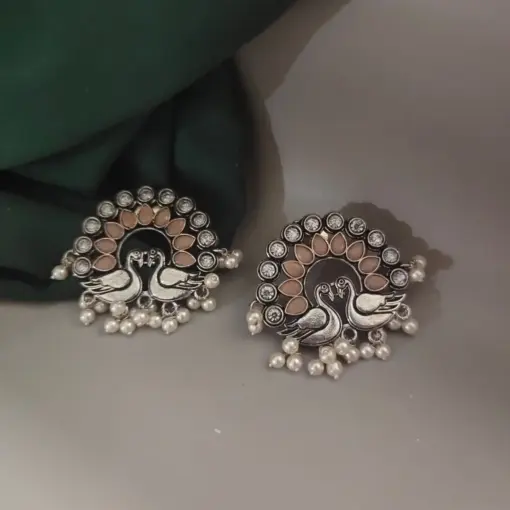 RUSA Peacock Oxidised Stud Earrings RUSA Peacock Oxidised Stud Earrings