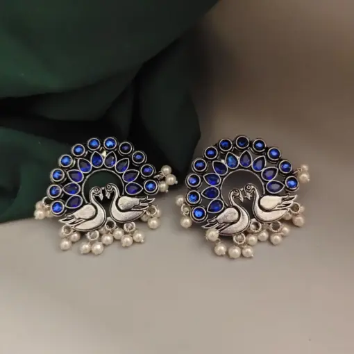 RUSA Peacock Oxidised Stud Earrings RUSA Peacock Oxidised Stud Earrings