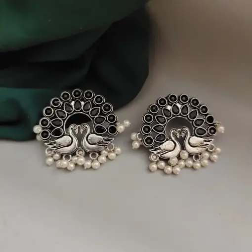 RUSA Peacock Oxidised Stud Earrings RUSA Peacock Oxidised Stud Earrings