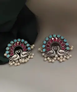 RUSA Peacock Oxidised Stud Earrings RUSA Peacock Oxidised Stud Earrings