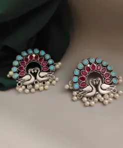 RUSA Peacock Oxidised Stud Earrings RUSA Peacock Oxidised Stud Earrings