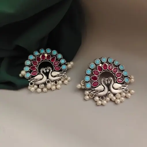 RUSA Peacock Oxidised Stud Earrings RUSA Peacock Oxidised Stud Earrings