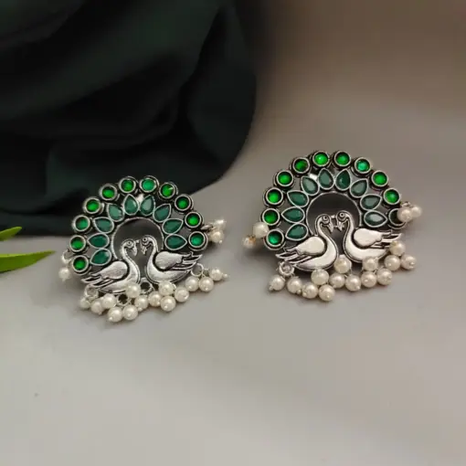 RUSA Peacock Oxidised Stud Earrings RUSA Peacock Oxidised Stud Earrings