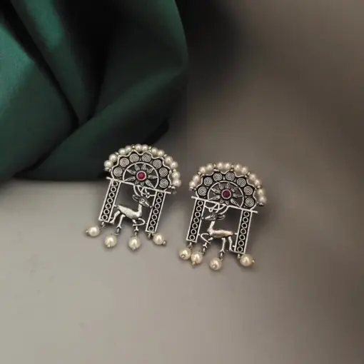 AARANYA Deer Oxidised Stud Earrings AARANYA Deer Oxidised Stud Earrings