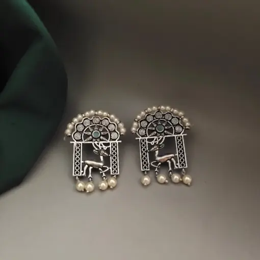 AARANYA Deer Oxidised Stud Earrings AARANYA Deer Oxidised Stud Earrings